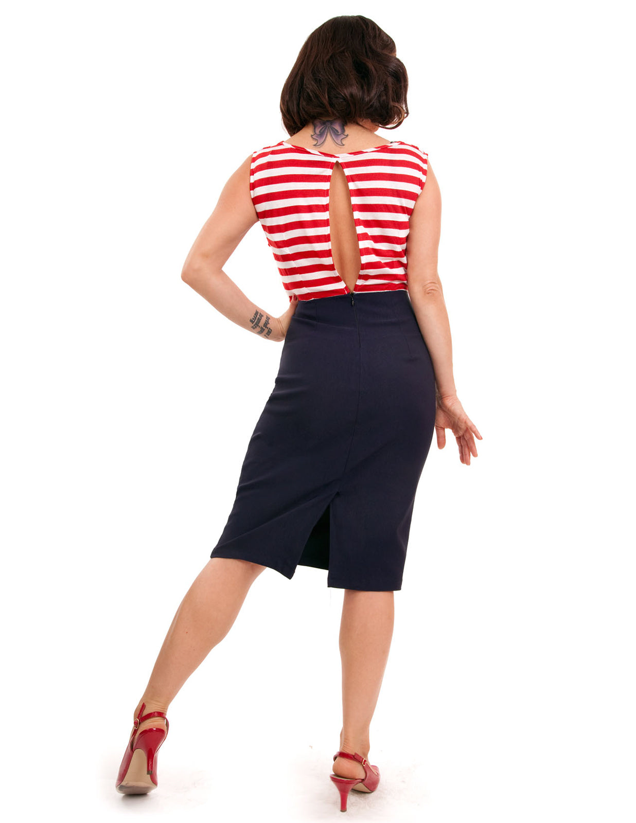 Sally Red Stripe Pencil Dress (UK10)