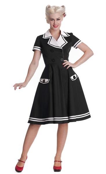 Seafarer 1950s Style Black Swing Dress (UK8)