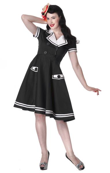 Seafarer 1950s Style Black Swing Dress (UK8)