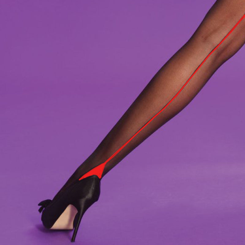 Black Stockings with Red Backseam and Cuban Heel (Medium)