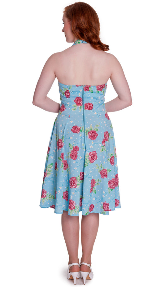 Sharon tender blue halter dress (UK8/10/12)