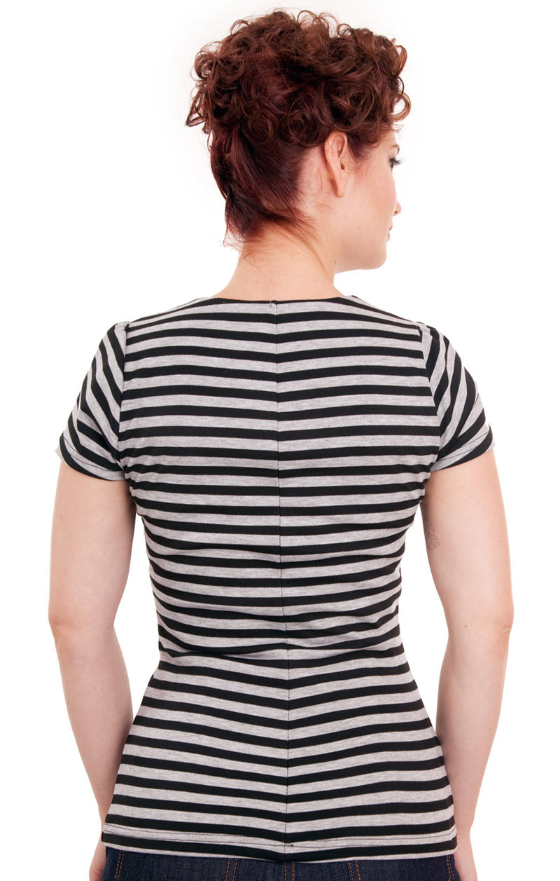 Sneaky Black and White Striped Top (UK14)