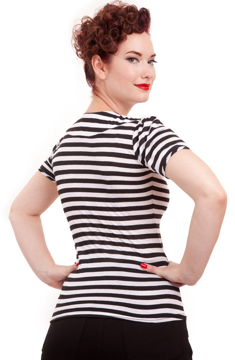Sneaky Preview Black and White Striped Top (UK10)