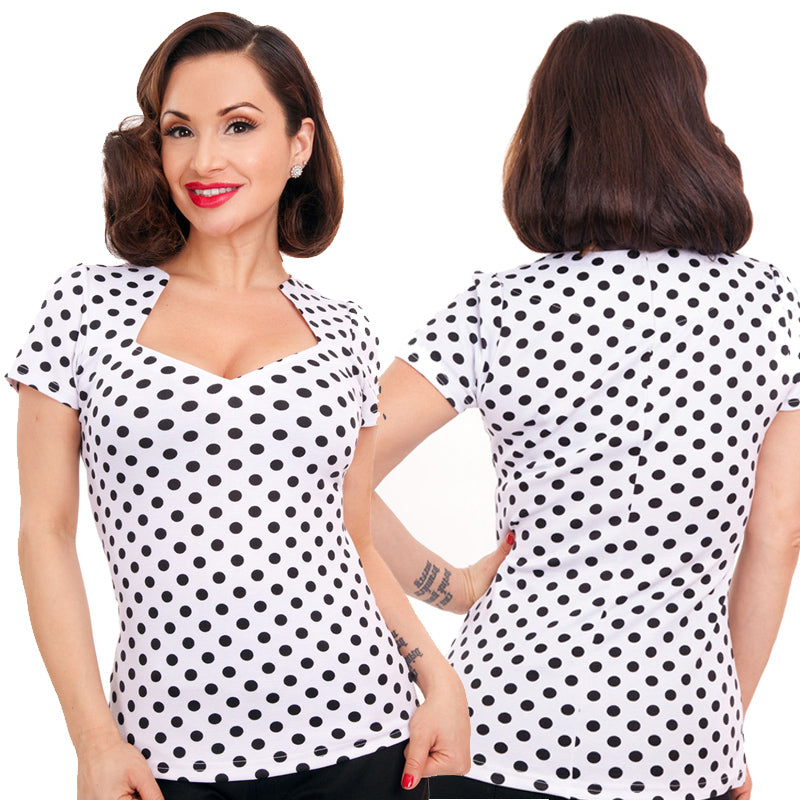 Sophie Polka Dot Fitted Top (UK8)