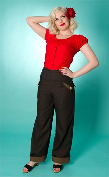 Swing Denim Dark Brown Trousers (UK8)