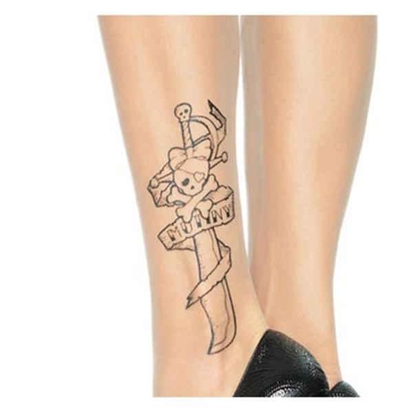 Sheer Tattoo Print Nude Tights (UK6-UK14)