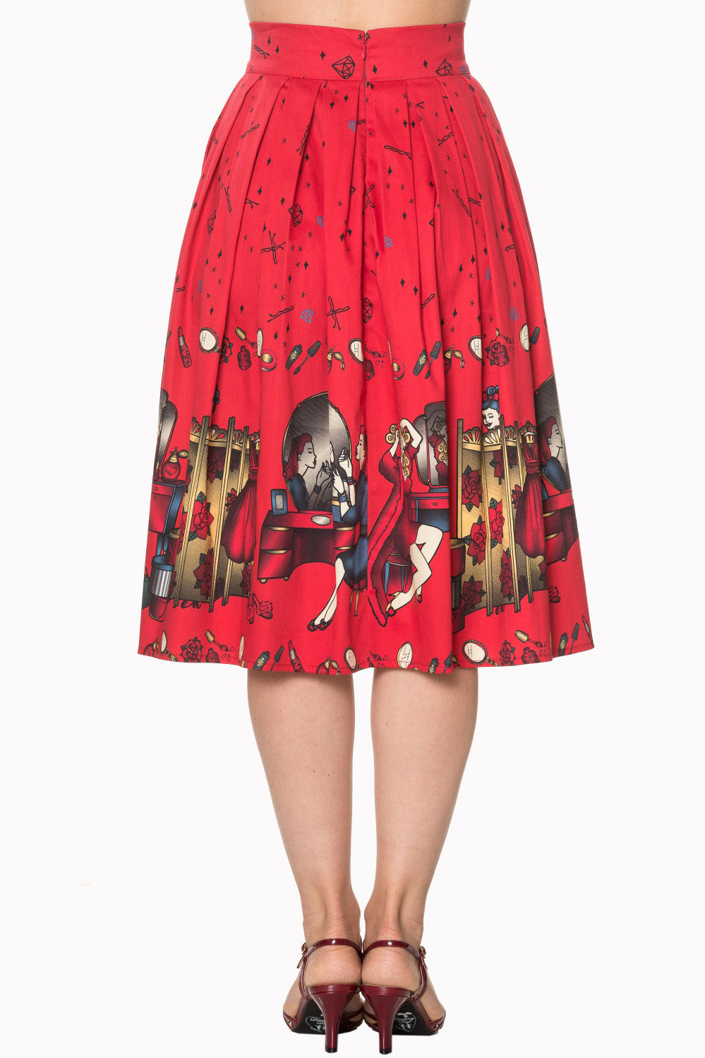 Vanity Red 1950s Style Circle Skirt (UK10/UK14)