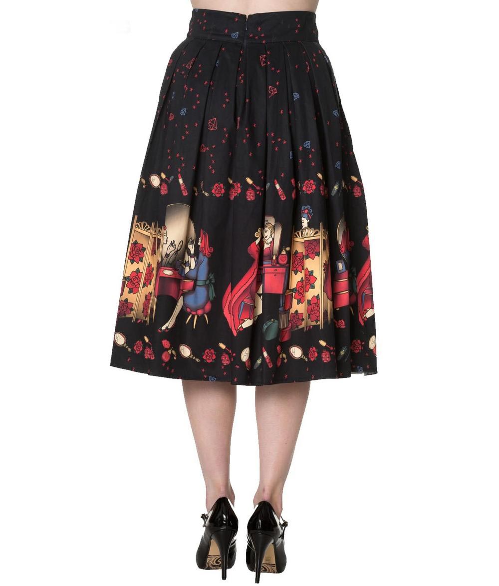 Vanity Black 1950s Style Circle Skirt (UK8/UK10)