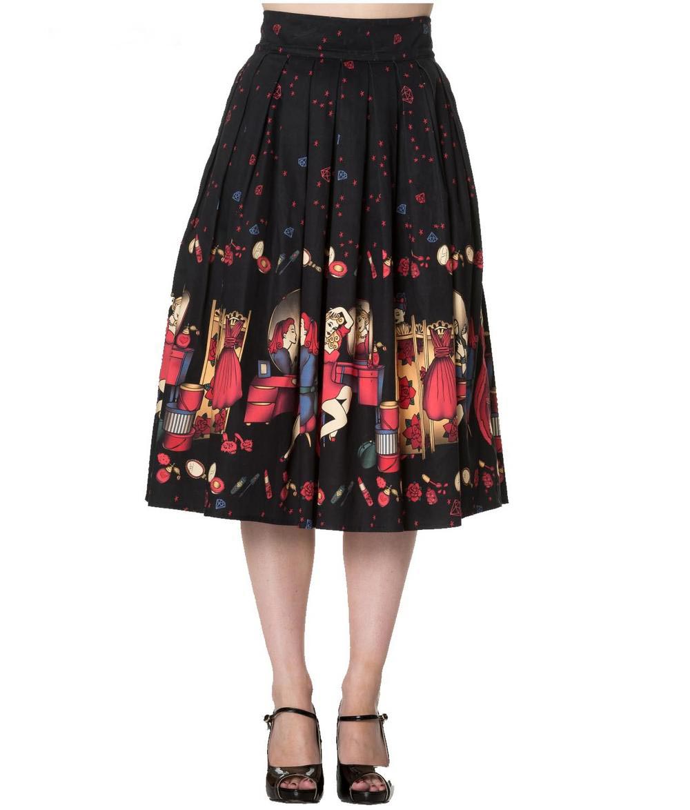 Vanity Black 1950s Style Circle Skirt (UK8/UK10)