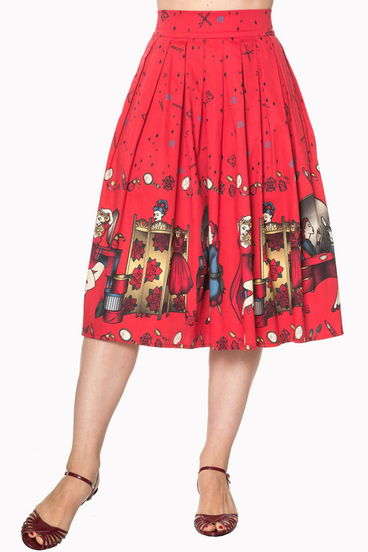 Vanity Red 1950s Style Circle Skirt (UK10/UK14)