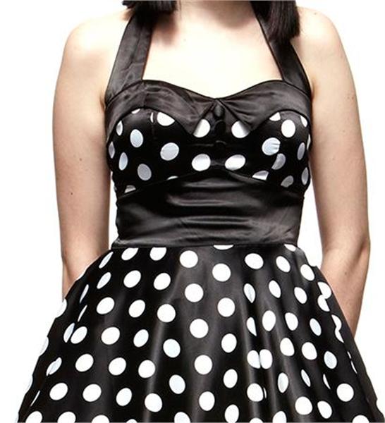 Vera Black and White Polka Dot Swing Dress (UK10)
