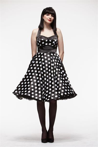 Vera Black and White Polka Dot Swing Dress (UK10)