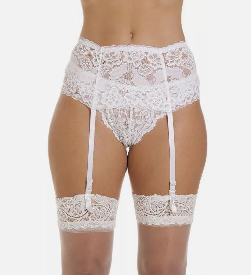 White Lace Wide Suspender Belt (UK12-14)