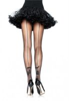 Burlesque Sheer Tights With Backseam and Tassle Bow / Leg 7178