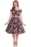 Rosie 1950s Style Pink and Brown Swing Dress