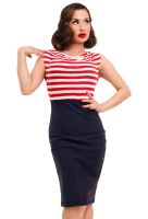 Sally Red Stripe Pencil Dress at Retro Vixens vintage inspired clothing
