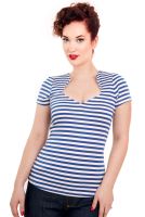 Rock Steady Sneaky Preview Blue and White Striped Top at Retro Vixens