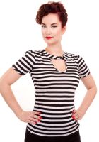 Sneaky Preview Black and White Striped Top at Retro Vixens