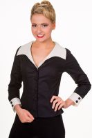 Wide Collar Black Fitted Shirt