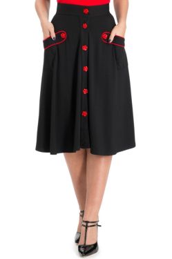 Voodoo Vixen Red Rose Full Circle Swing Skirt