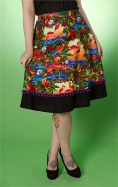 Fiesta flamingo a-line skirt