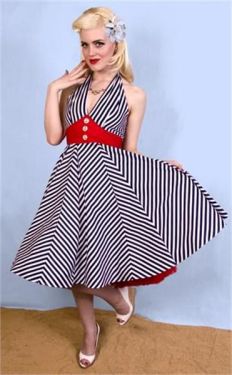 Nautical Nancy Swing Halter Dress