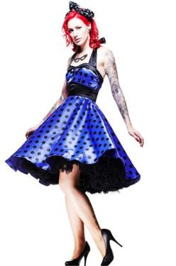 Vera Black and Purple Swing Dress Hell Bunny