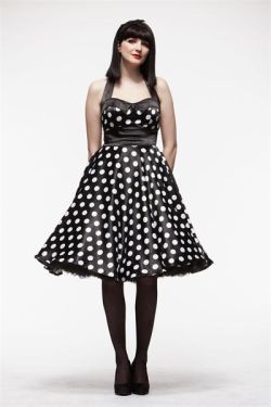 Vera Black and White Polka Dot Swing Dress
