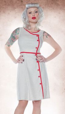 Eileen 1950s Style Linen Cream Dress