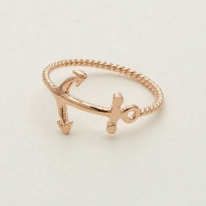 Small Gold Plated Anchor Ring