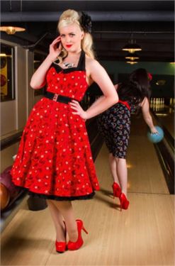 Atomic Red Rockabilly Swing Dress by Miss Fortune at Retro Vixens