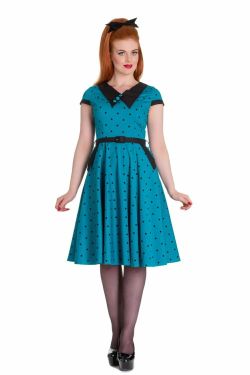 Brooke Polka Dot Blue Dress Hell Bunny Retro Vixens