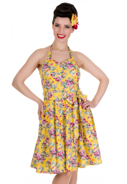 Cynthia Yellow Floral Swing Dress