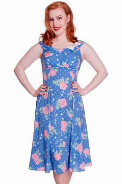 Hell Bunny Hell Bunny Darlene Retro Style Blue Dress