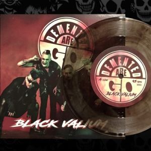 Demented Are Go Black Valium 7" single psychobilly smoky vinyl at Raucous Records.