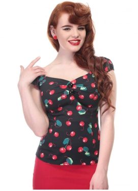 Dolores Cherry rockabilly top at Retro Vixens