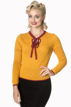 Mustard Knit Jumper at Retro Vixens
