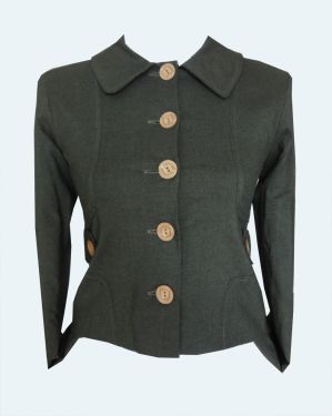 EC Star Dark Green Fitted Jacket at Retro Vixens