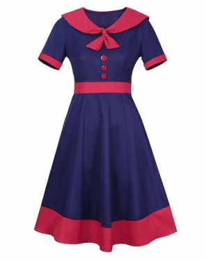 Isabella Navy Blue and Red Dress