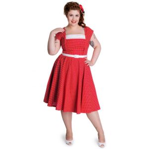 Judy Red Swing Dress at Retro Vixens