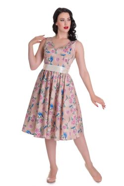 Lacey 1950s Tender Grey Floral Dress Hell Bunny