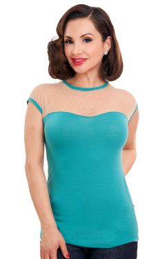 Miss Fancy Aqua Blue Top at Retro Vixens