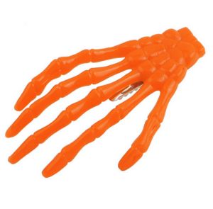 Psychobilly Orange Skeleton Hand Hair Clip