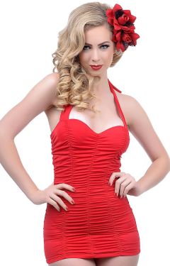 Monroe Red Retro Style One Piece Swimsuit