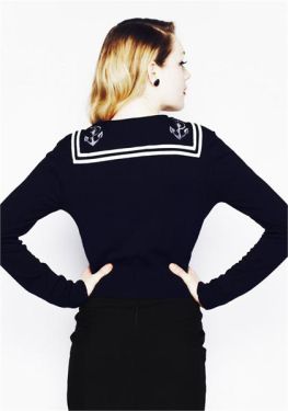 Navy Blue Pin-Up Cardigan