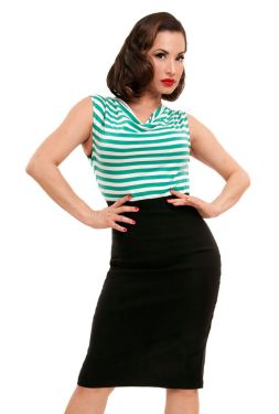 Sally Mint Stripe Pencil Dress at Retro Vixens