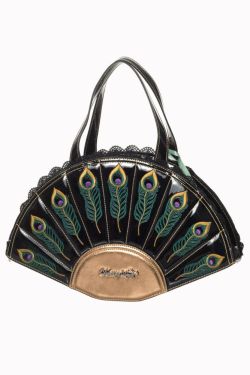 Peacock's Tail Black Handbag Savage Garden at Retro Vixens