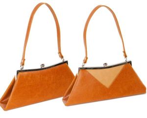 Vintage style brown bag with a handle at Retro Vixens.

